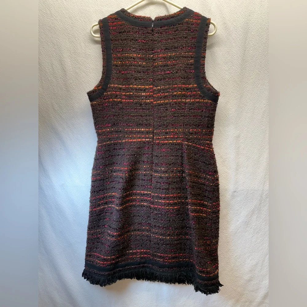 Old Money Kate Spade New York”So Foxy” Vibe Tweed Sheath Power Move Fringe Dress